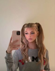 High Pigtails, Preppy Hairstyles, Pigtail Hairstyles, Hairdos For Curly Hair, Loren Gray, Hair Stylist Life, Baddie Hairstyles, Hairstyles For School