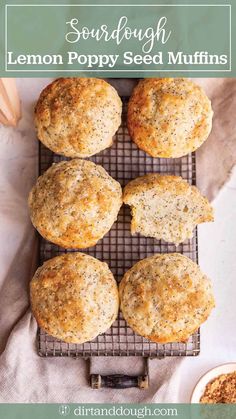 lemon poppy seed muffins on a cooling rack