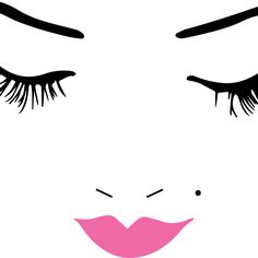 a woman's face with long eyelashes and pink lipstick