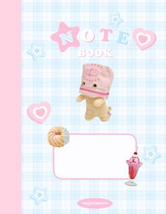 a teddy bear with a pink hat holding a donut next to a sign that says not a book