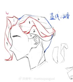 a drawing of a woman's face with chinese writing on the bottom right corner