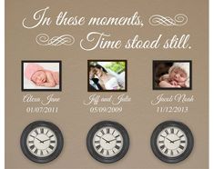 a clock with three pictures on it and the words in these moments, time stood still