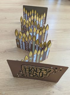 a birthday card made out of pencils with the words happy birthday written on it