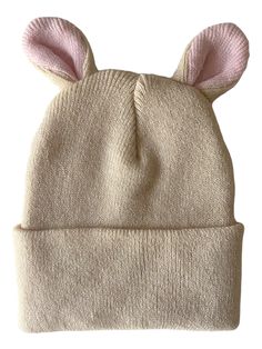 Baby’s First Bunny Hat! Perfect for baby's first Easter. A hospital bag necessity & perfect for introducing your baby to the world. This soft & stretchy hat is available in only one size: newborn! Material: 100% Polyester Imported Care Instructions: Hand Wash Cold Lay Flat to Dry Cute Soft Pink Hat, Cute One Size Fits Most Beanie, Cute Soft Knit Beanie One Size, Cute Soft Knit Beanie, Cute Cream Beanie Hat, Cute Soft White Hat, Cute Soft Beanie One Size Fits Most, Cute Cream Soft Knit Hat, Adjustable Soft Hat For Gifts