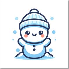 a snowman wearing a hat and scarf