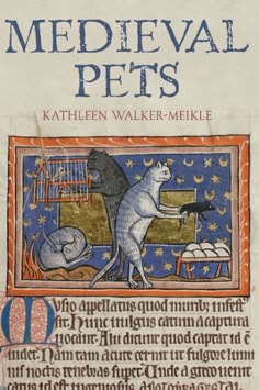 an old book with a cat and dog on it