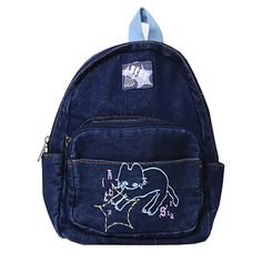 Preppy Handbags, Preppy School Bag, Aesthetic Cartoon, Aesthetic Backpack, Denim Backpack, Cartoon Backpack, Aesthetic Stores, Backpack Gift, Artsy Outfit