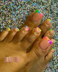 Colourful Pedicure, Colorful Toe Nail Designs, Spring Toenail Colors 2024, Pigment Nails, Spirit Fingers, Cute Nail Colors, Toes Nails