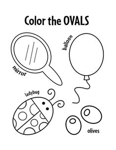 color the ovals coloring page with ladybug balloons and other things to draw