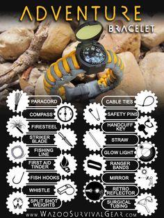 a poster with instructions on how to set up an adventure bracelet for kids and adults