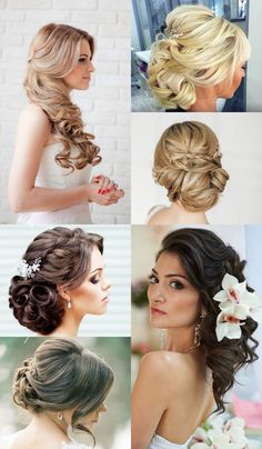 different hairstyles for brides with flowers in their hair