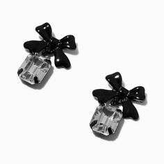 Black Bow Jewelry For Evening, Black Bow Earrings As Gift, Black Bow Earrings For Gift, Black Bow Earrings For Party, Black Bow Earrings For A Gift, Elegant Black Jewelry With Bow, Elegant Black Jewelry With Bow Detail, Black Bow Jewelry Gift, Black Bow Jewelry For Gifts