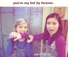 two women standing next to each other in front of a metal door with the caption you're my best fly forever