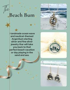 The perfect gift for her- For the ocean and sea lover- Nautical and Ocean themed jewelry for the beach lover. Find ocean inspired Argentium sterling silver and silver and gold together earrings, rings, necklaces, pendants at Pure Whimsy Jewelry, Whimsy Jewelry, Beach Style Jewelry, Silver Mountain, Mountain Jewelry, Jewelry Gift Guide, Natural Gemstone Necklace, Sea Lover, Ocean Jewelry