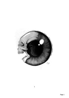 a drawing of an eye with a skull in it