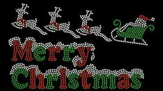 a merry christmas message on a black background with red, green and white dots in the shape of letters