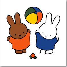 an image of two rabbits playing with a ball