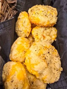 biscuits with cheese and herbs in a basket