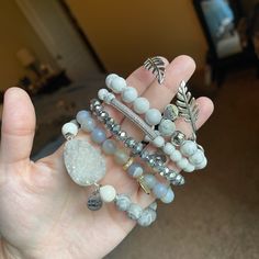 Set Of 6 Kinsley Armelle Bracelets. Never Worn. New Without Tags Or Original Boxes . Os . All In A Grey\White Color And Shades . Mint Bracelet, Howlite Bracelet, Black Beaded Bracelets, Gems Bracelet, Leaf Bracelet, Crystal Beads Bracelet, Agate Bracelet, Dream Nails, Stone Gold