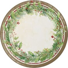 Christmas Dinner Plates Wreath Paper, Christmas Dinner Plates, Thanksgiving Paper, Christmas Paper Plates, Tea Party Setting, Holiday Plates, Christmas China, Holly Christmas, Appetizer Plates Set