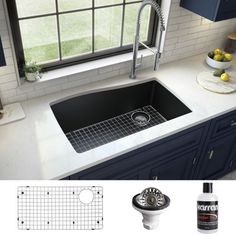 the kitchen sink is next to a window