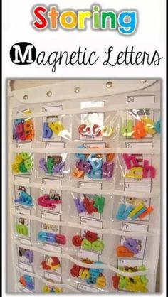 the magnetic letters are organized in plastic bags