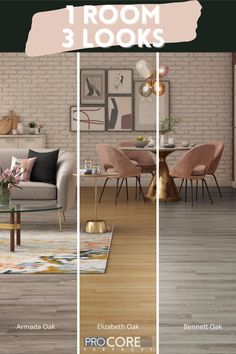 the room 3 looks is shown in three different colors, including pink and greys