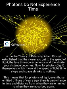 an image with the caption that says photon do not experience time in the theory of reality