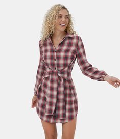 Collared Button Lace Up Plaid Mini Casual Dress – HALARA Slip Dress Beach, Mini Casual Dress, Golf Dresses, Athletic Dress, Flannel Dress, Dress Halter, Dress Beach, Mini Dress Casual, Collars For Women