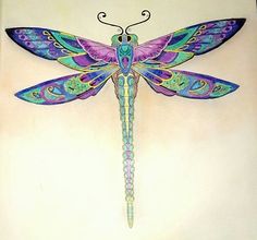 a painting of a dragonfly sitting on top of a wall