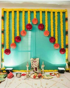 Decorations Indian Baby Shower Decorations, Indian Baby Showers, Decoration For Ganpati, Ganpati Decoration Design, Mehndi Decor