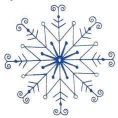 a snowflake is shown in blue and white