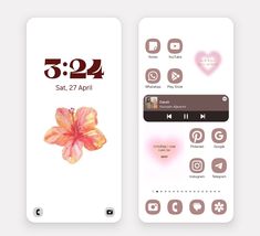 two cell phones with different designs and numbers on the front, one is showing an image of a flower