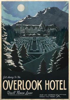 an old poster advertising the overlook hotel