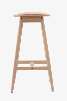 the stool is made from wood and has two legs