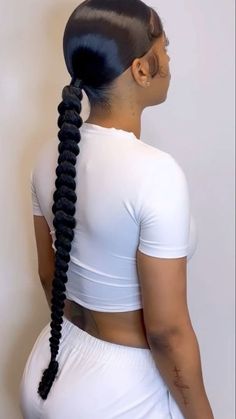 Slick Back Ponytail Braid, Slick Back Braided Ponytail, Slick Back Braided Ponytail Weave, Hair Inches, Sleek Braided Ponytail, Diy Hairstyle, Simple Hairstyle