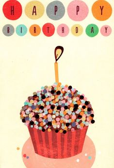 a birthday card with a cupcake on it