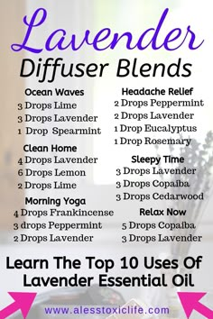 Youngliving Recipes, Lavender Diffuser Blends, Lavender Diffuser