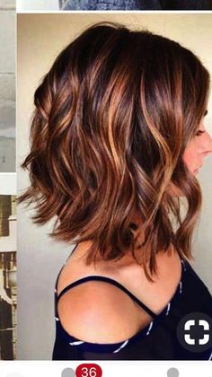 Hair Color Ideas For Short Brunette Hair, Different Red Highlights, Coffee Hair Color With Highlights, Brunette With Caramel Highlights Honey Short Hair, Medium Length Haircut For Red Hair, Brunette Bob With Red Highlights, Baylage On Brunette Hair, Short Hair Cuts2023, Women’s Hairstyles For 2023