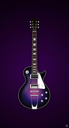 an electric guitar on a purple background