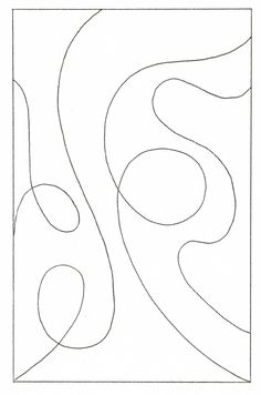 an abstract drawing with lines and curves in the shape of a rectangle, on white paper