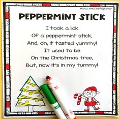 a christmas poem with a green marker on it and a red pen in front of it