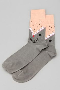 Shark Sock  #UrbanOutfitters Shark Socks, Silly Socks, Work Socks, Crazy Socks, Shark Week, Funny Socks, Cute Socks, Socks And Tights, Cool Socks