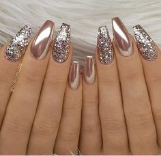 Rose Gold Metallic Nails, Christmas Gel, Nagellack Trends, Bridal Nail Art, Her Nails, Shiny Nails, Nail Art Wedding, Metallic Nails, Popular Nails