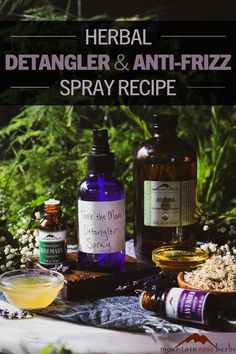 DIY Detangler & Anti-Frizz Spray Recipe with Marshmallow Root Diy Detangler, Diy Hair Detangler, Herbal Alchemy, Herbal Cosmetics, Herbal Hair Care, Anti Frizz Spray, Herbal Skincare, Soft Shiny Hair, Wild Foraging