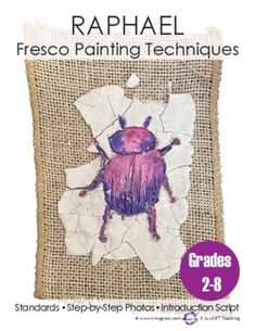 an image of a purple bug on burlock with text reading raphael fresco painting techniques grade 2 - 8