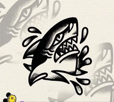 a drawing of a shark with sharp teeth