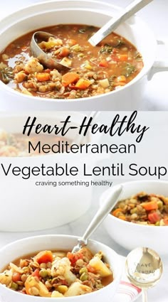 two bowls of hearty mediterranean vegetable lentil soup