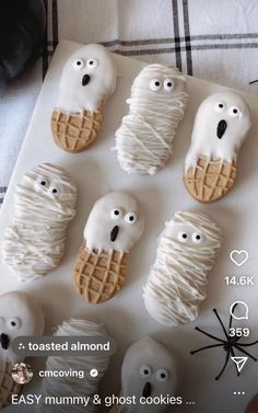 halloween treats made to look like ghosts and waffles