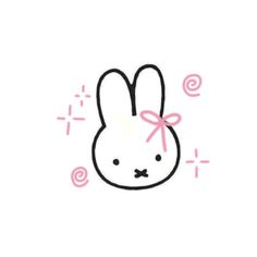 a drawing of a bunny with a bow on it's head